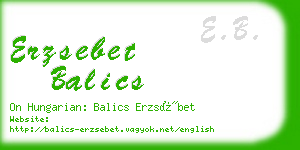 erzsebet balics business card